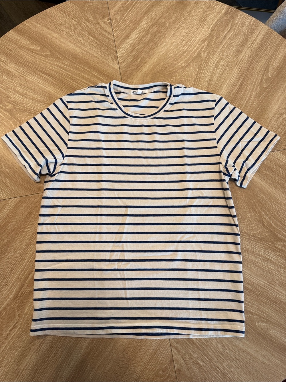 Alex Mill White & Navy Striped Short Sleeve Tee